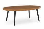 Wooden table with black legs on a white background