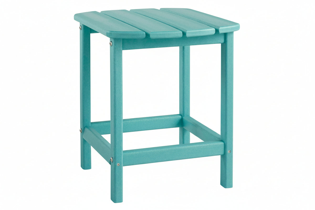 Turquoise side table on a white background
