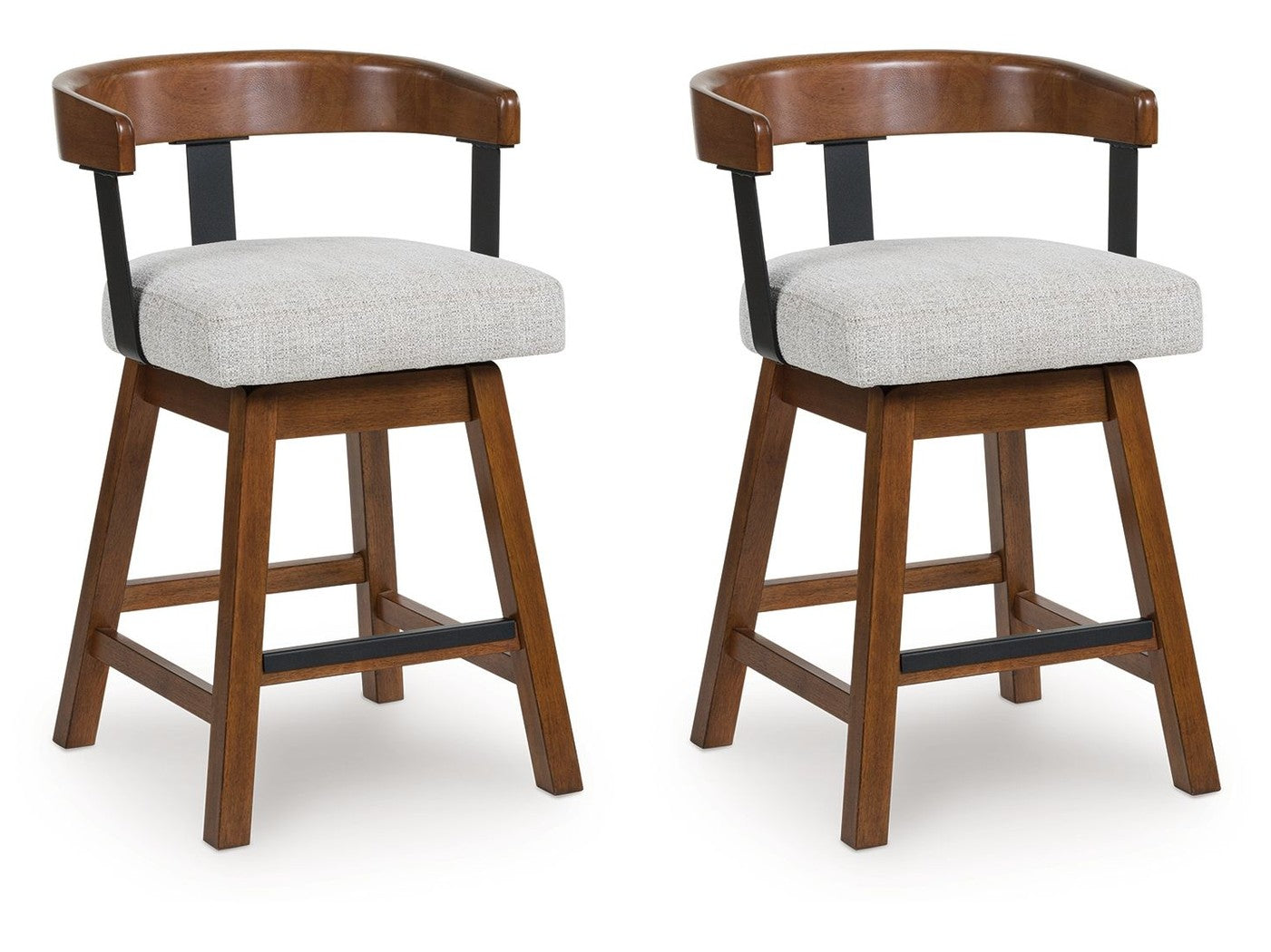 Ralene - Upholstered Swivel Barstool (Set of 2) - Medium Brown