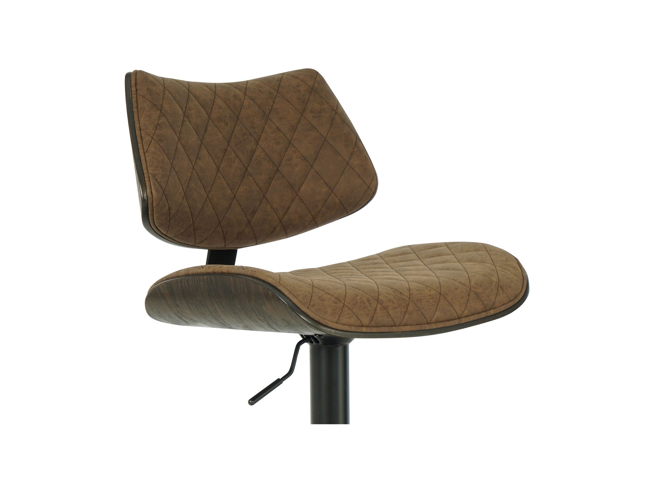 Leland - Adjustable Swivel Curved Back Wood Bar Stool With Faux Leather Seat