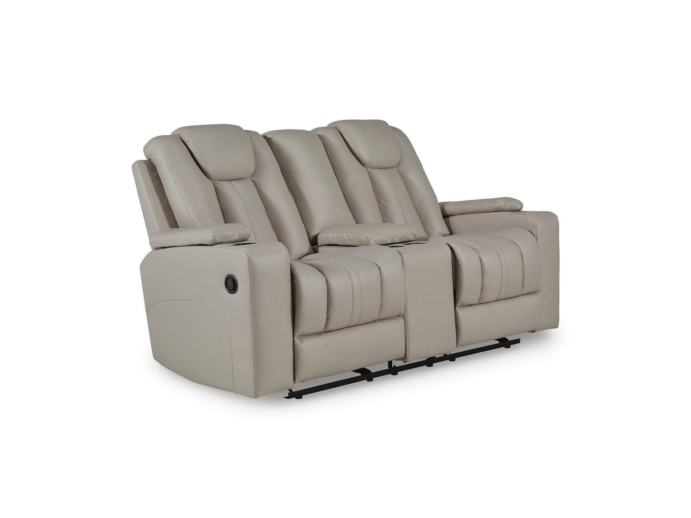 Elevate Edges - Glide Reclining Loveseat With Console - Coin