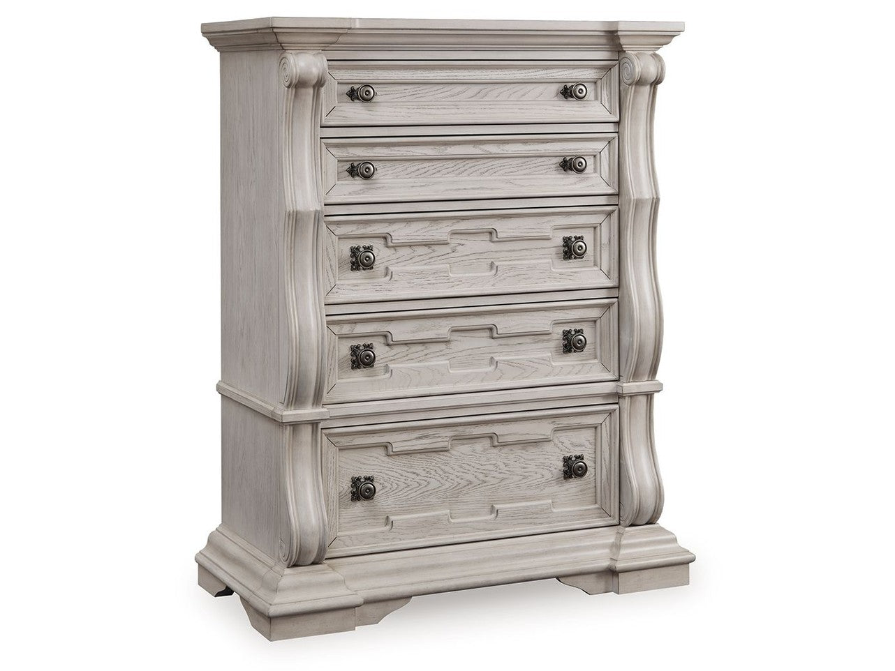 Andonhall - Five Drawer Chest - Antique White