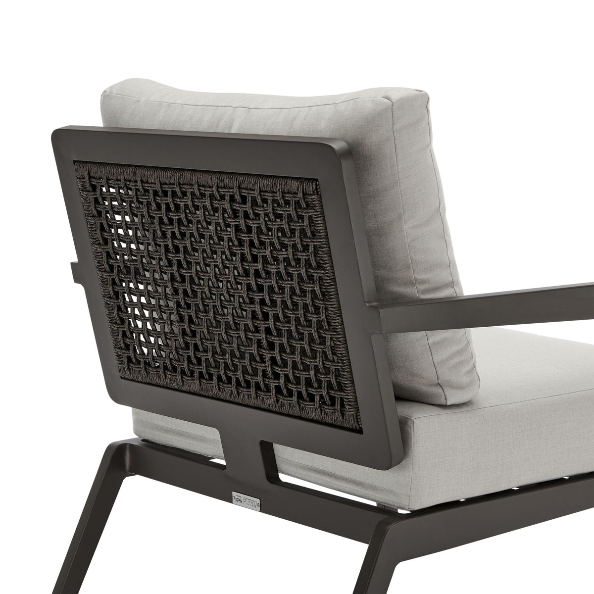 Avila - Outdoor Club Chair With Woven Rattan Back Aluminum Frame And Cushions - Dark Bronze / Silver Ash