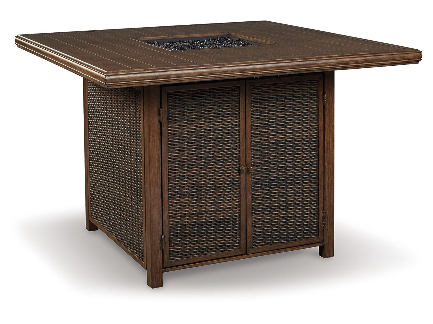 Paradise Trail - Square Bar Table w/Fire Pit - Medium Brown