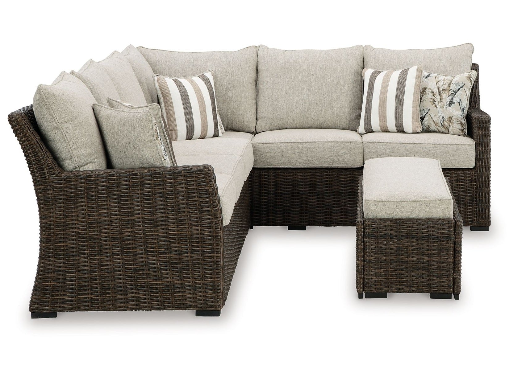 Brook Ranch - Sofa Sectional, Bench With Cushion (Set of 3) - Brown