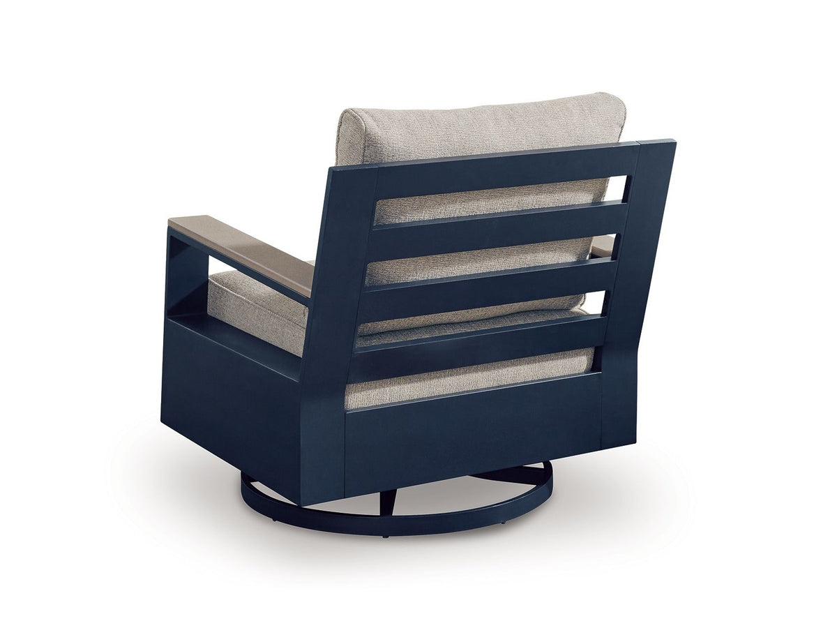 East Beach - Swivel Glider Chair With Cushion - Blue