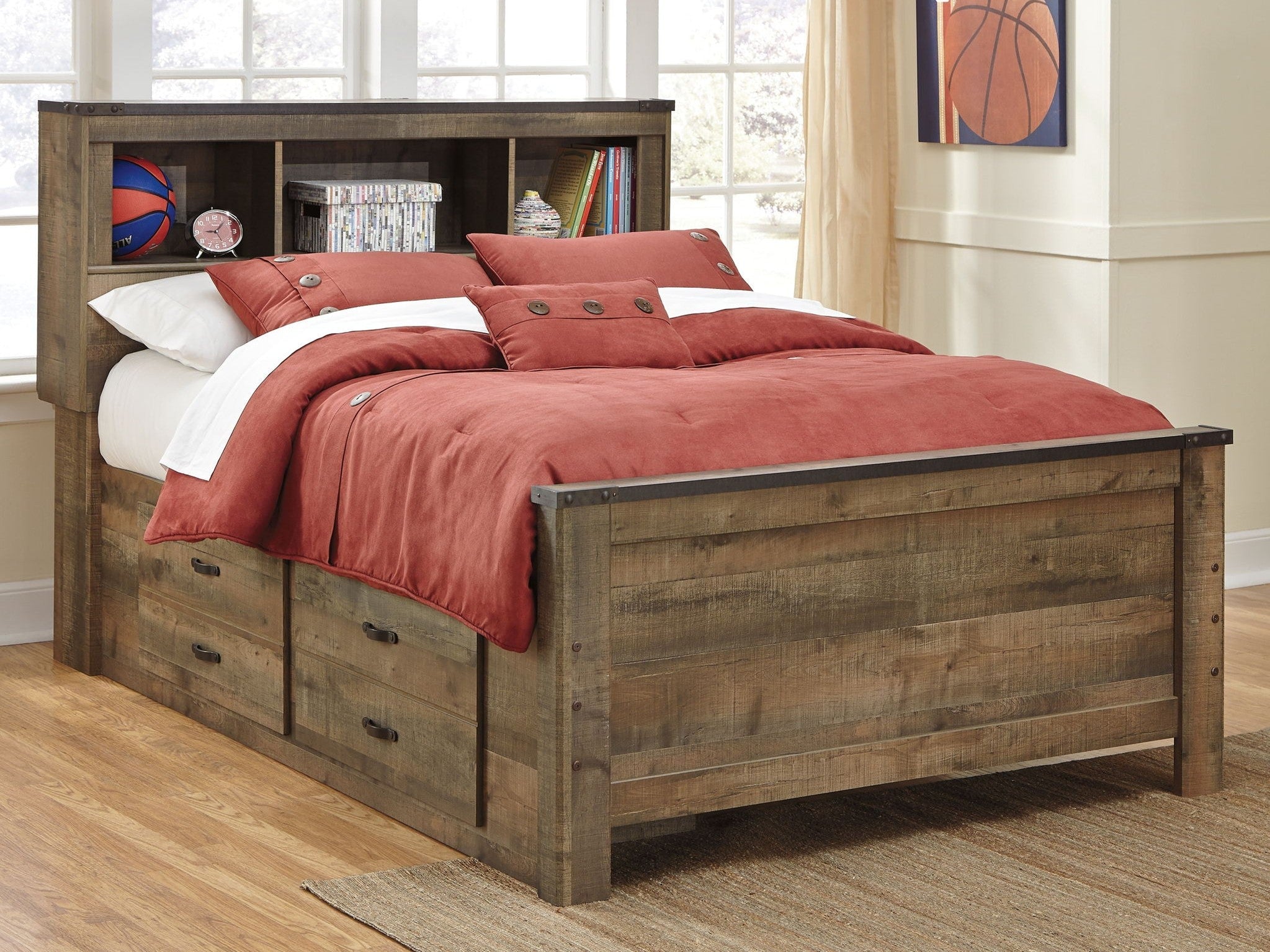 Trinell - Bookcase Storage Bed