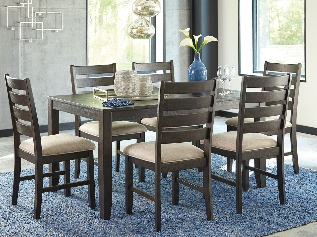 Rokane - Dining Room Table Set (Set of 7) - Brown
