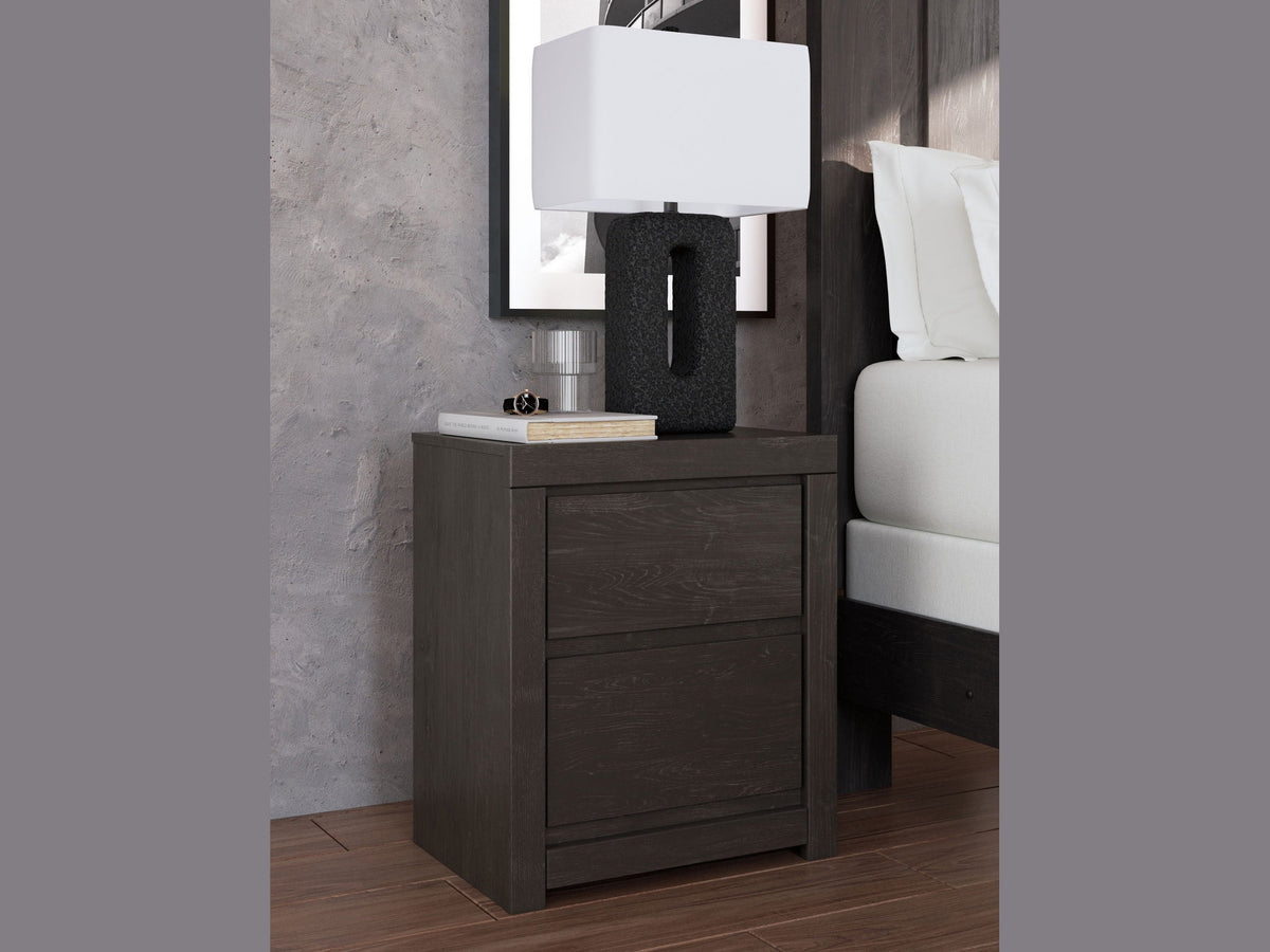 Fraluna - Two Drawer Night Stand - Charcoal