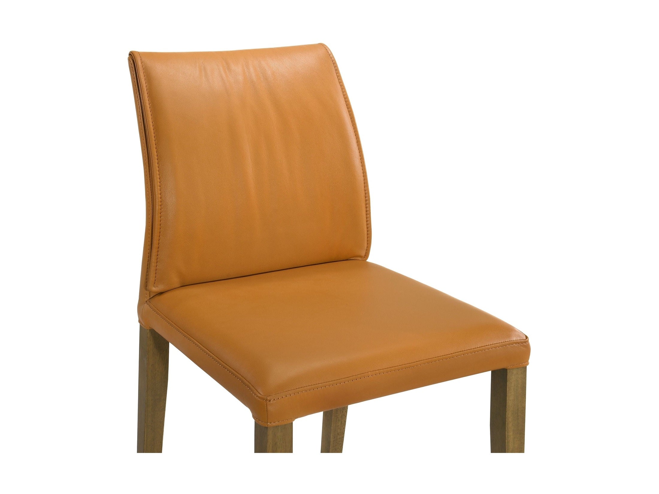 Velena - Full Back Top Grain Leather Upholstered Wood Dining Chairs (Set of 2) - Orange