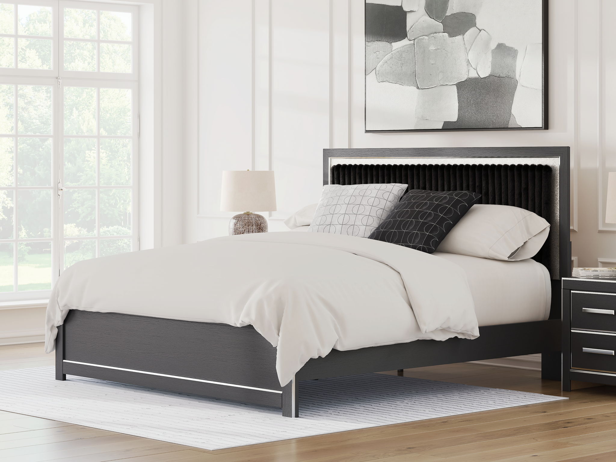 Birmonton - Upholstered Panel Bed With Roll Slats