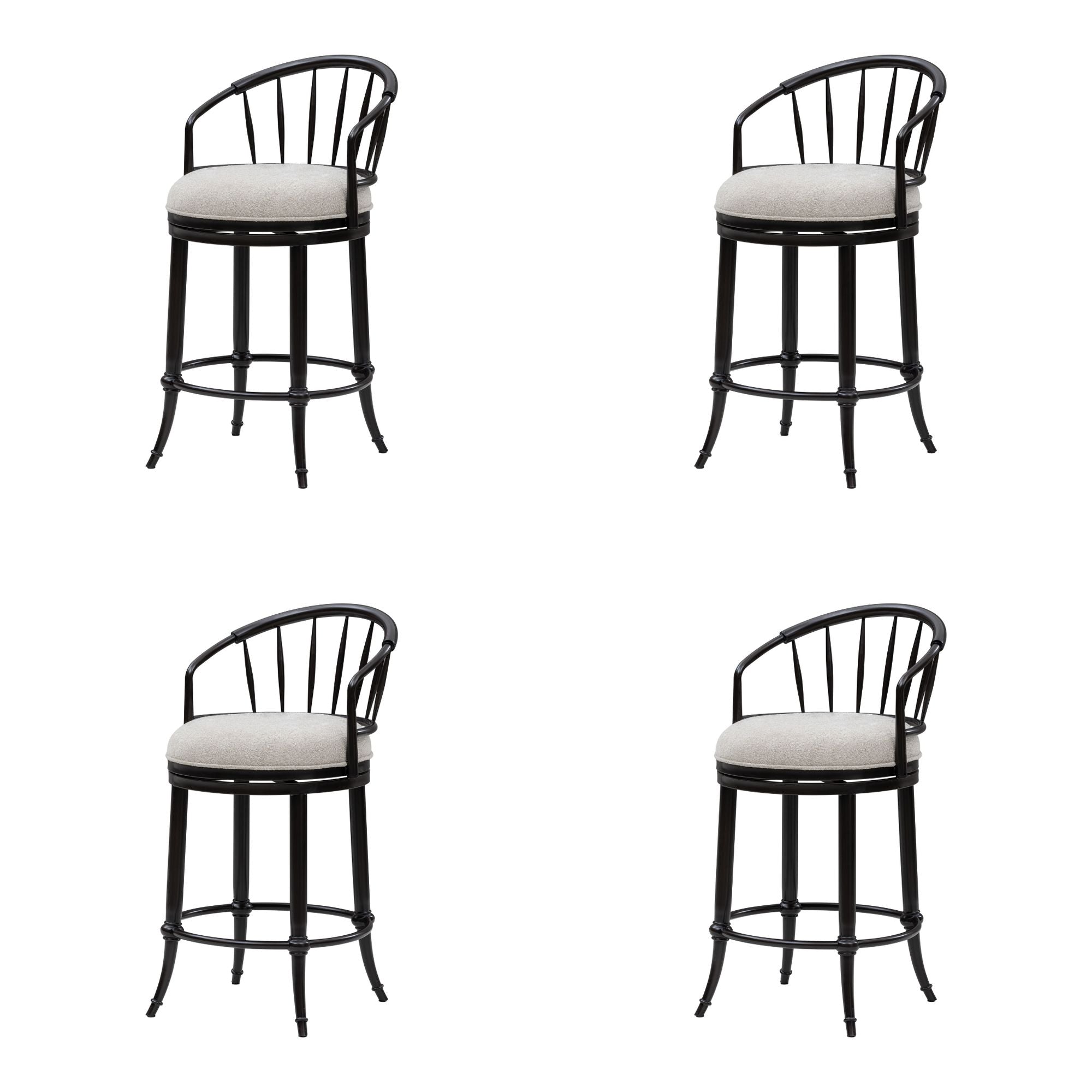 Luther - Commercial Grade Steel Frame Fabric Upholstered Swivel Counter Height Barstool