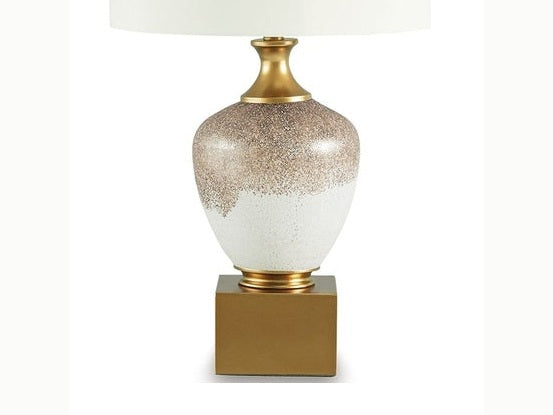 Tavisburg - Glass Table Lamp - Brown / White / Gold