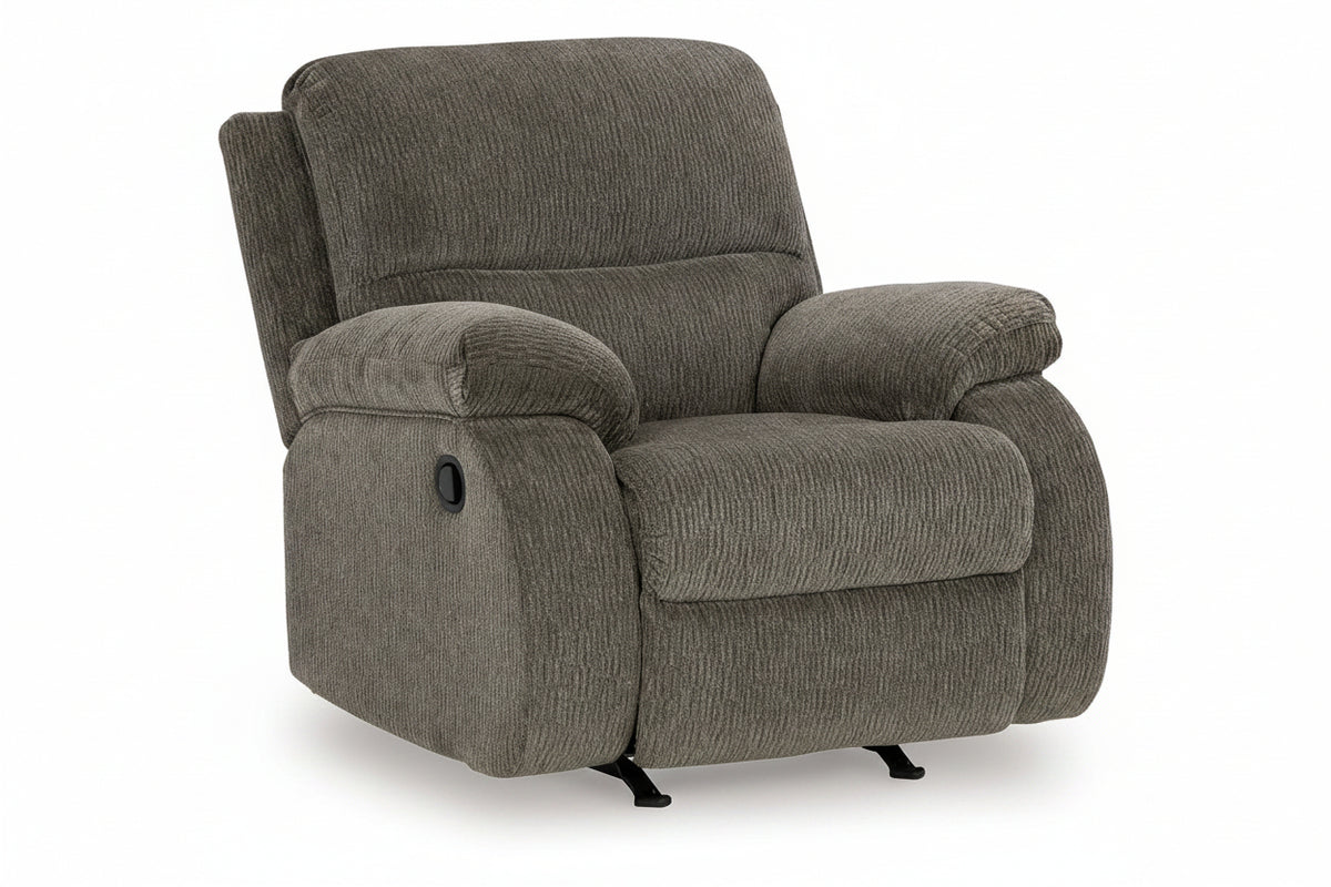 Gray recliner chair on a white background