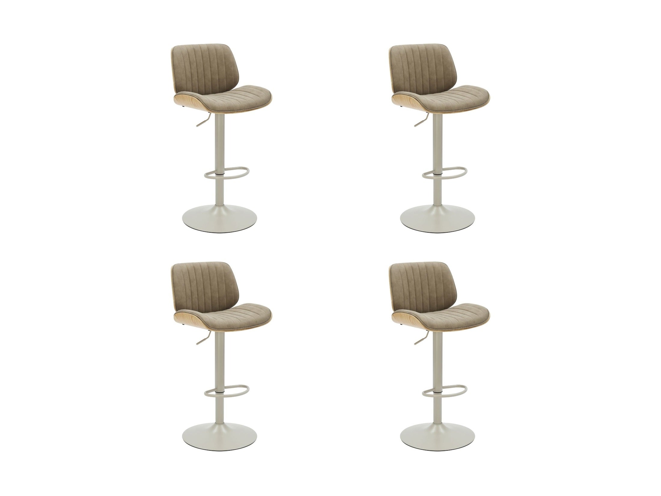 Brock - Adjustable Swivel Curved Back Wood Bar Stool With Faux Leather Seat