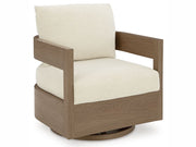 Serene Bay - Swivel Glider Chair With Cushion - Dark Brown / White