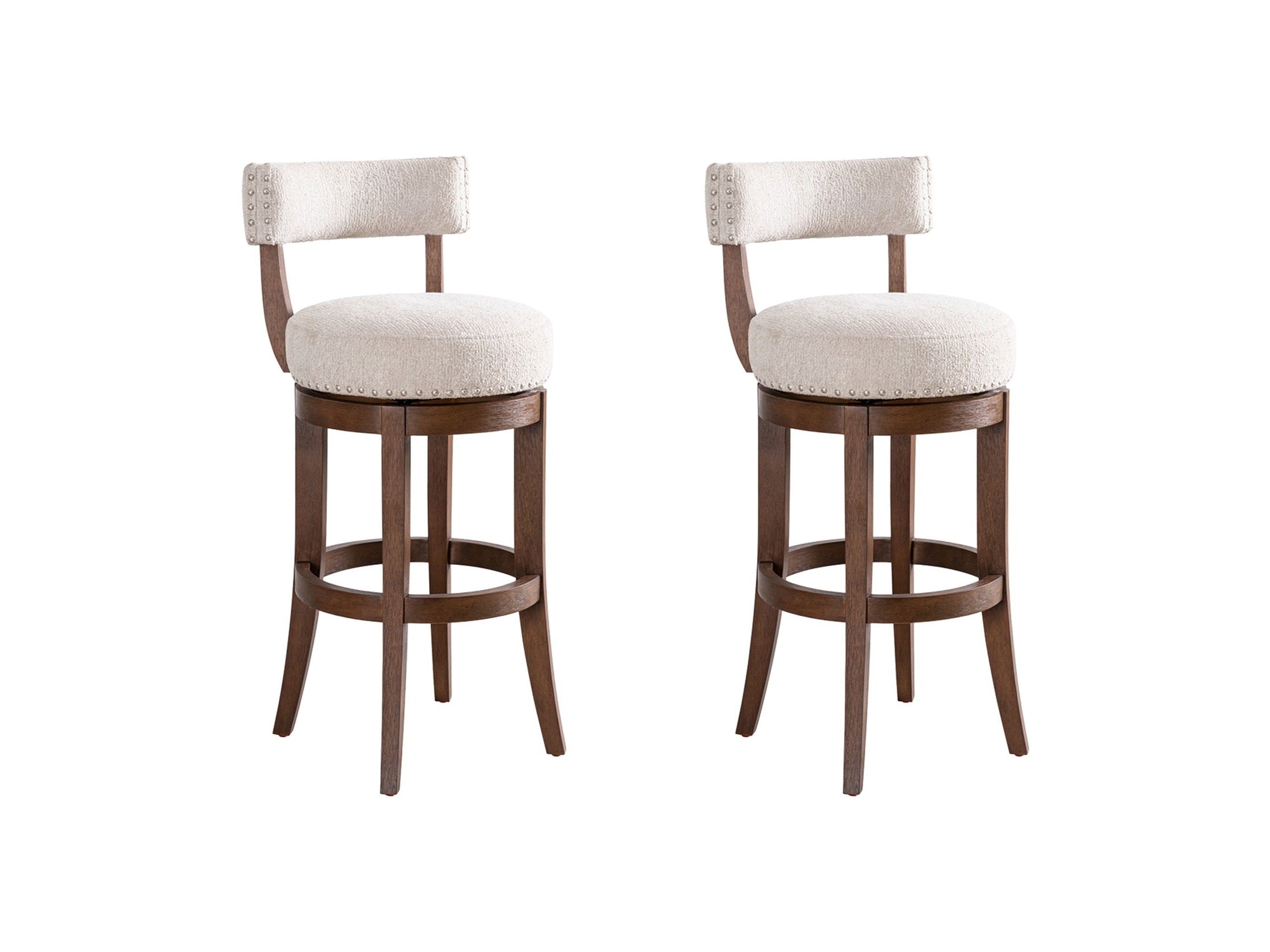 Mystic - Solid Wood Upholstered 30" Bar Height Swivel Barstool