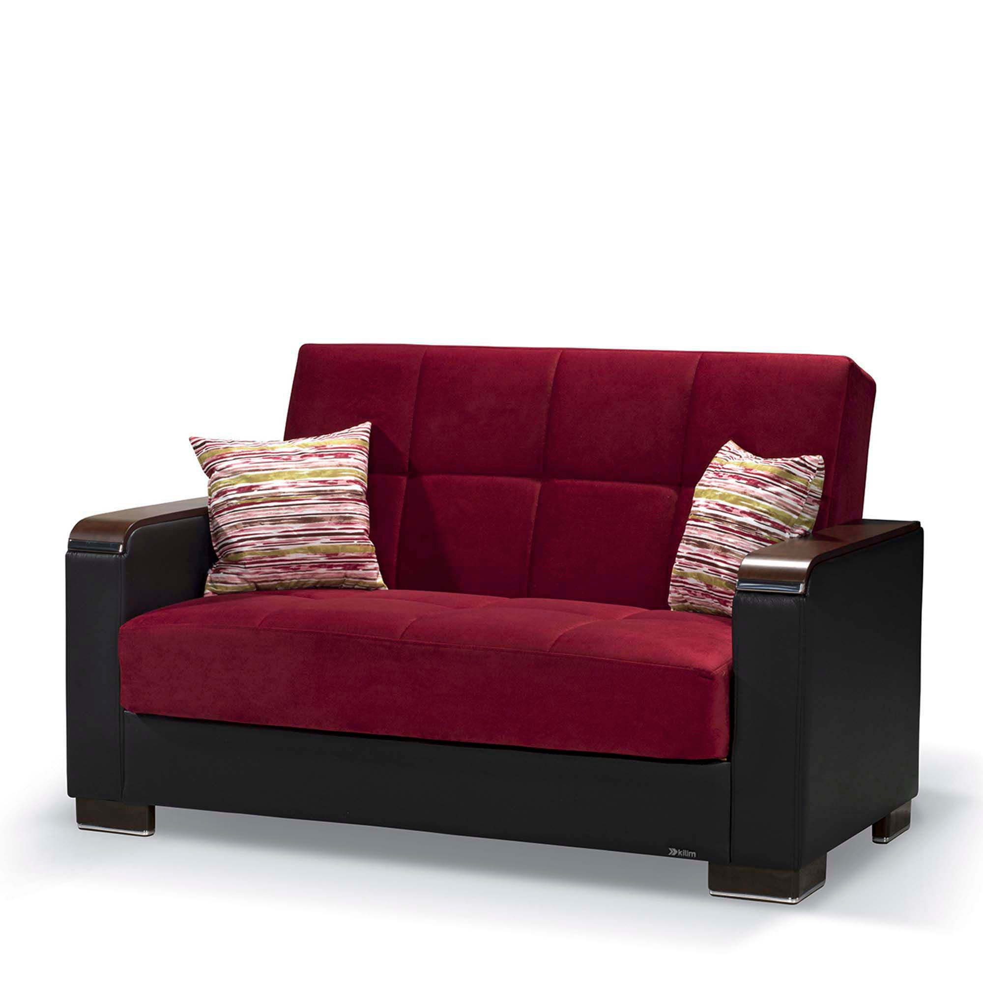 Ottomanson Armada X - Upholstered Convertible Wood Trimmed Loveseat With Storage - Microfiber