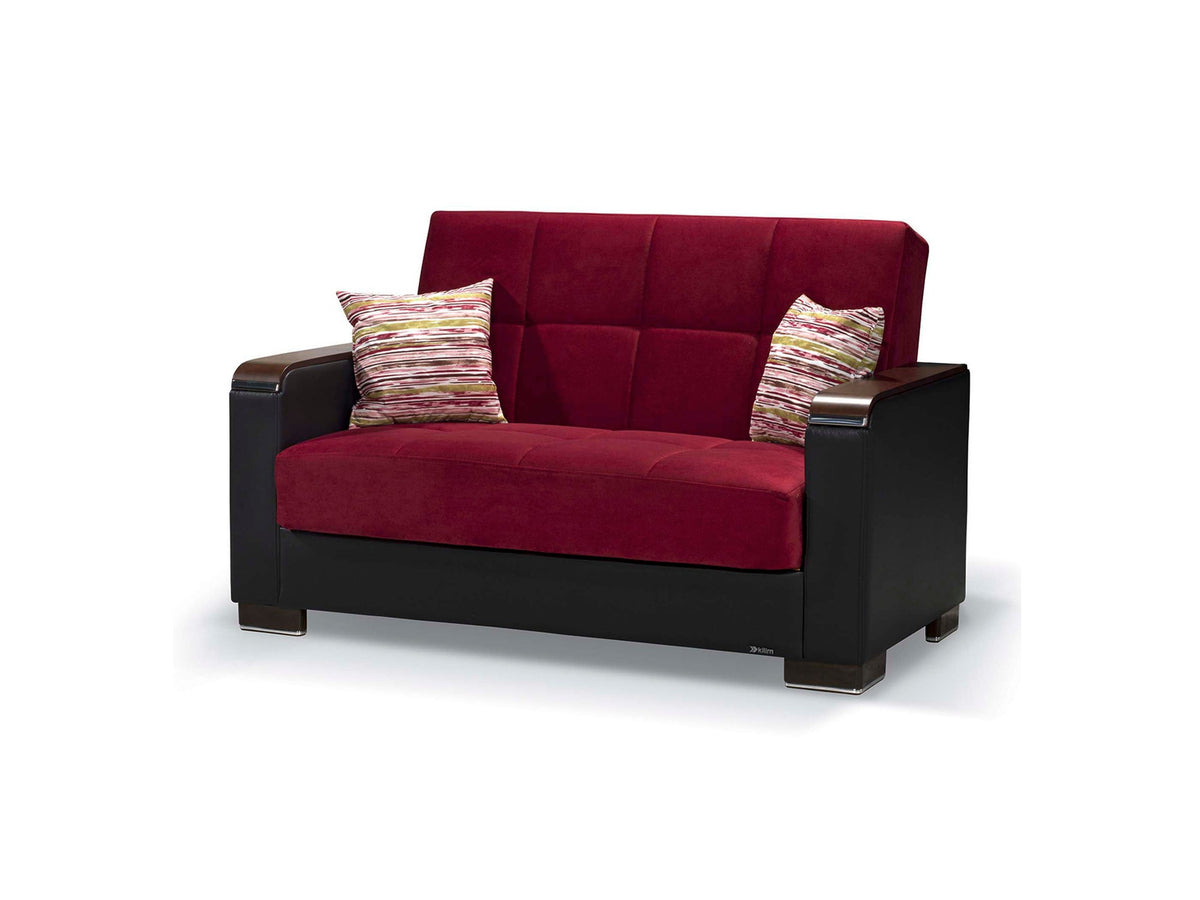 Ottomanson Armada X - Upholstered Convertible Wood Trimmed Loveseat With Storage - Microfiber