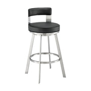 Lynof - Swivel Bar Stool - Brushed Stainless Steel Finish