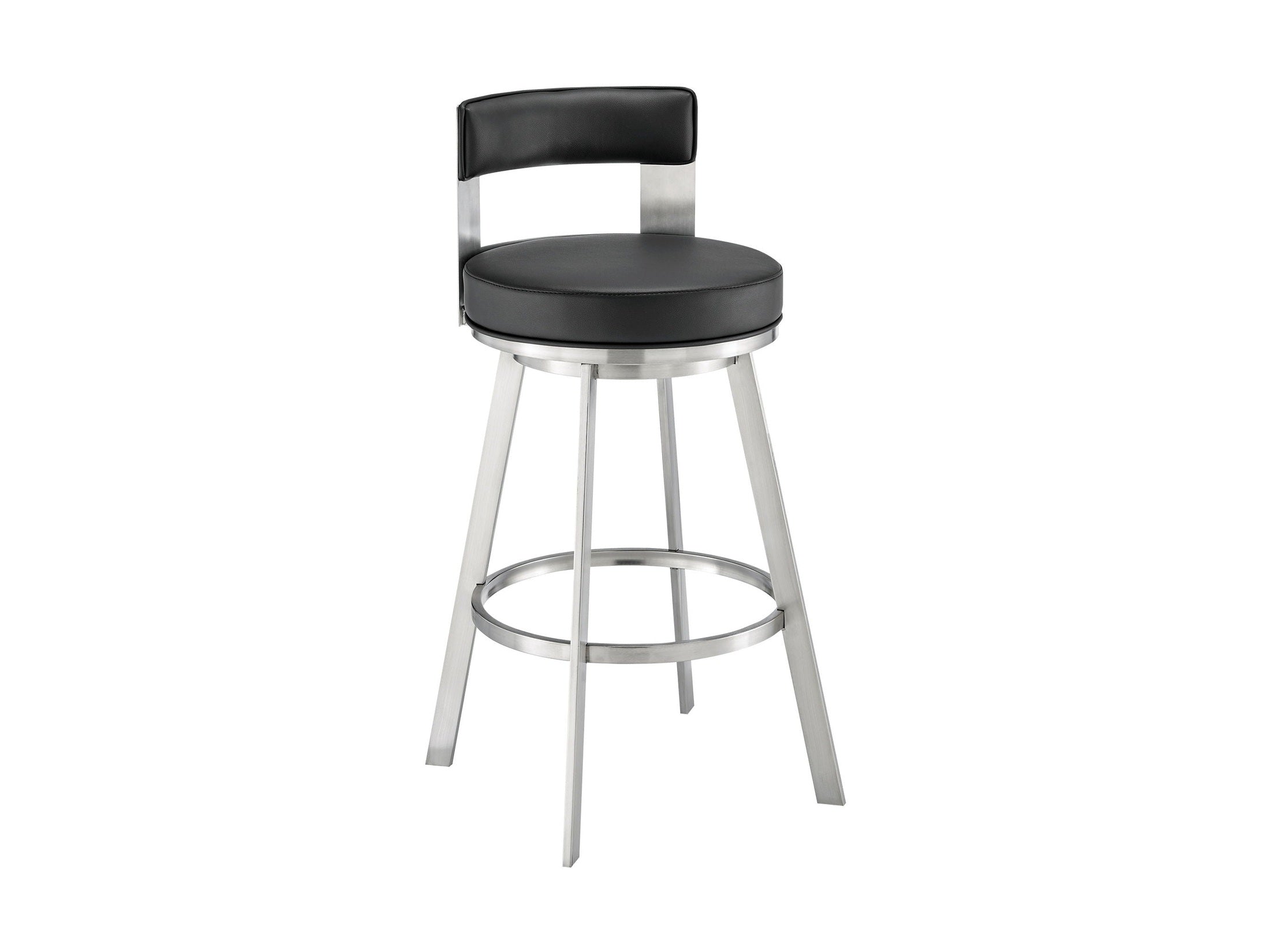 Lynof - Swivel Bar Stool - Brushed Stainless Steel Finish