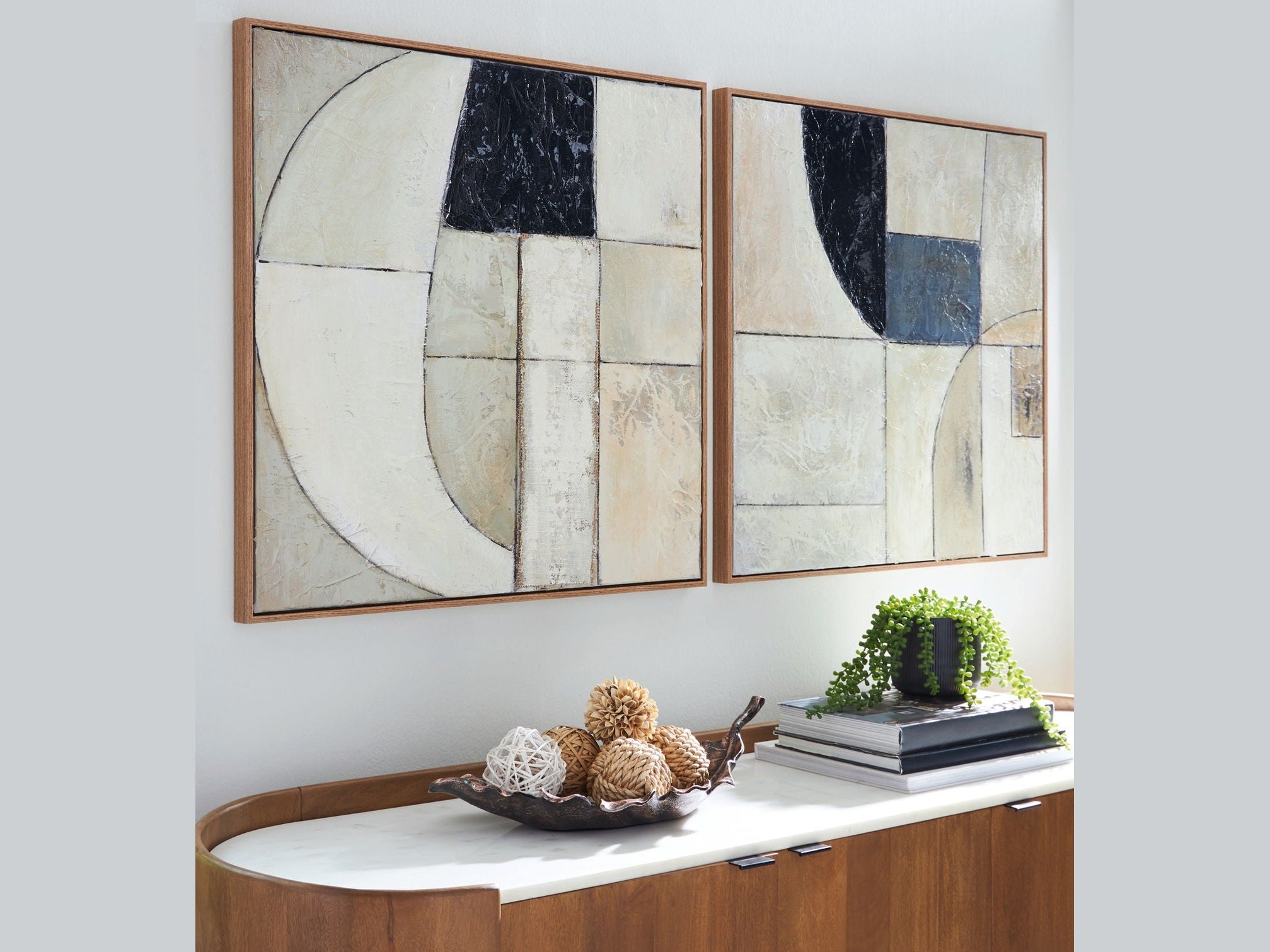 Bexlen - Wall Art Set (Set of 2) - Tan / Taupe / Black