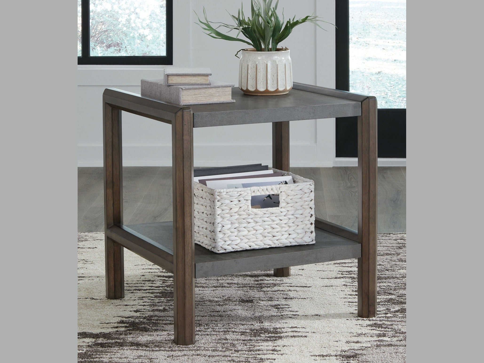 Kallenny - Rectangular End Table - Brown / Gray