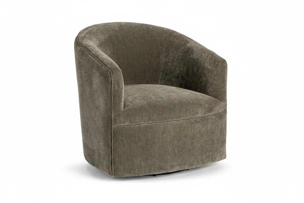 Olive Moss swivel chair on a white background