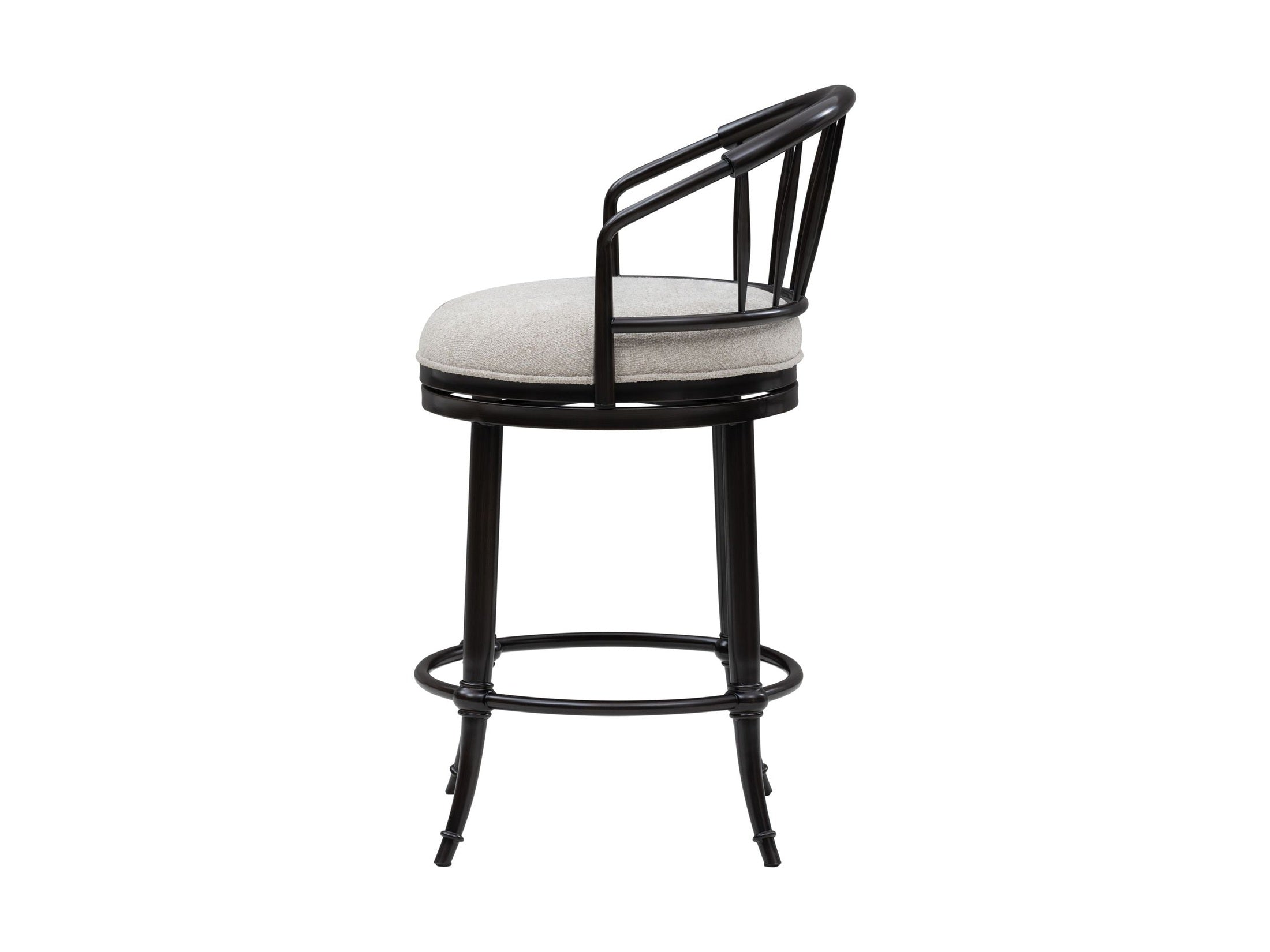 Luther - Commercial Grade Steel Frame Fabric Upholstered Swivel Counter Height Barstool