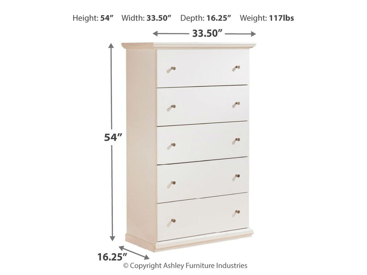 Bostwick Shoals - Five Drawer Chest - White