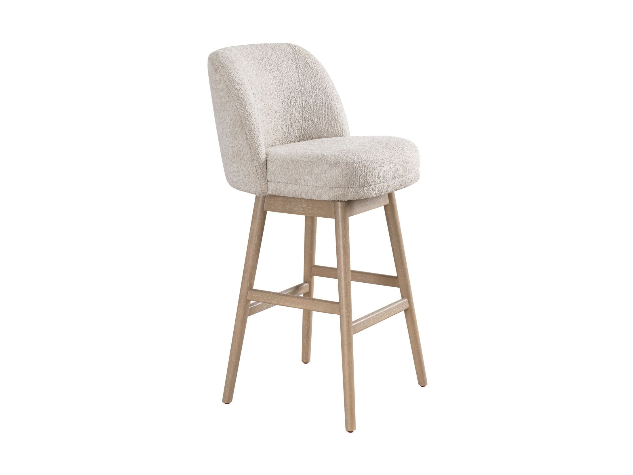 Sadie - Solid Wood Upholstered 30" Bar Height Swivel Barstool