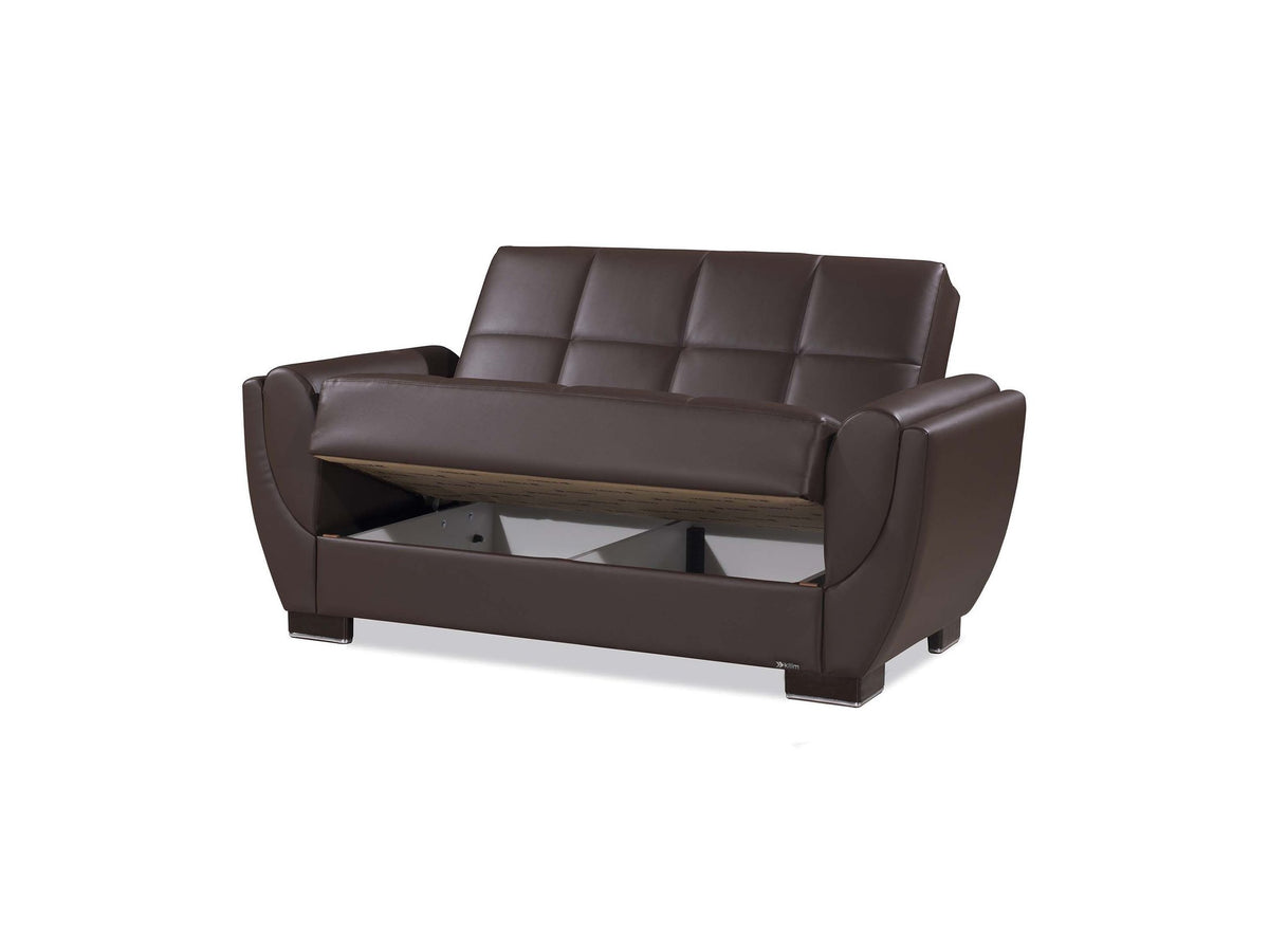 Ottomanson Armada Air - Upholstered Convertible Loveseat With Storage - Brown PU