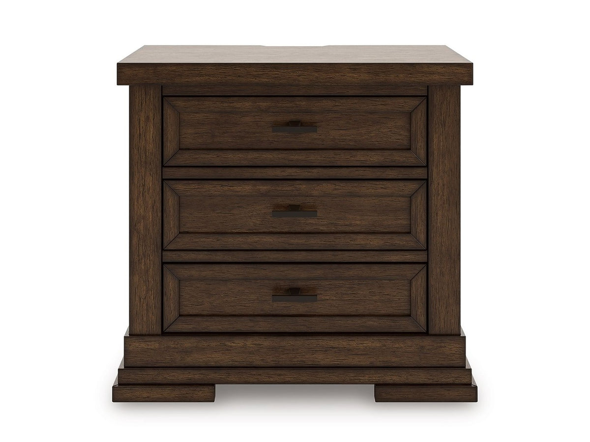 Taffenbrook - Three Drawer Night Stand - Medium Brown