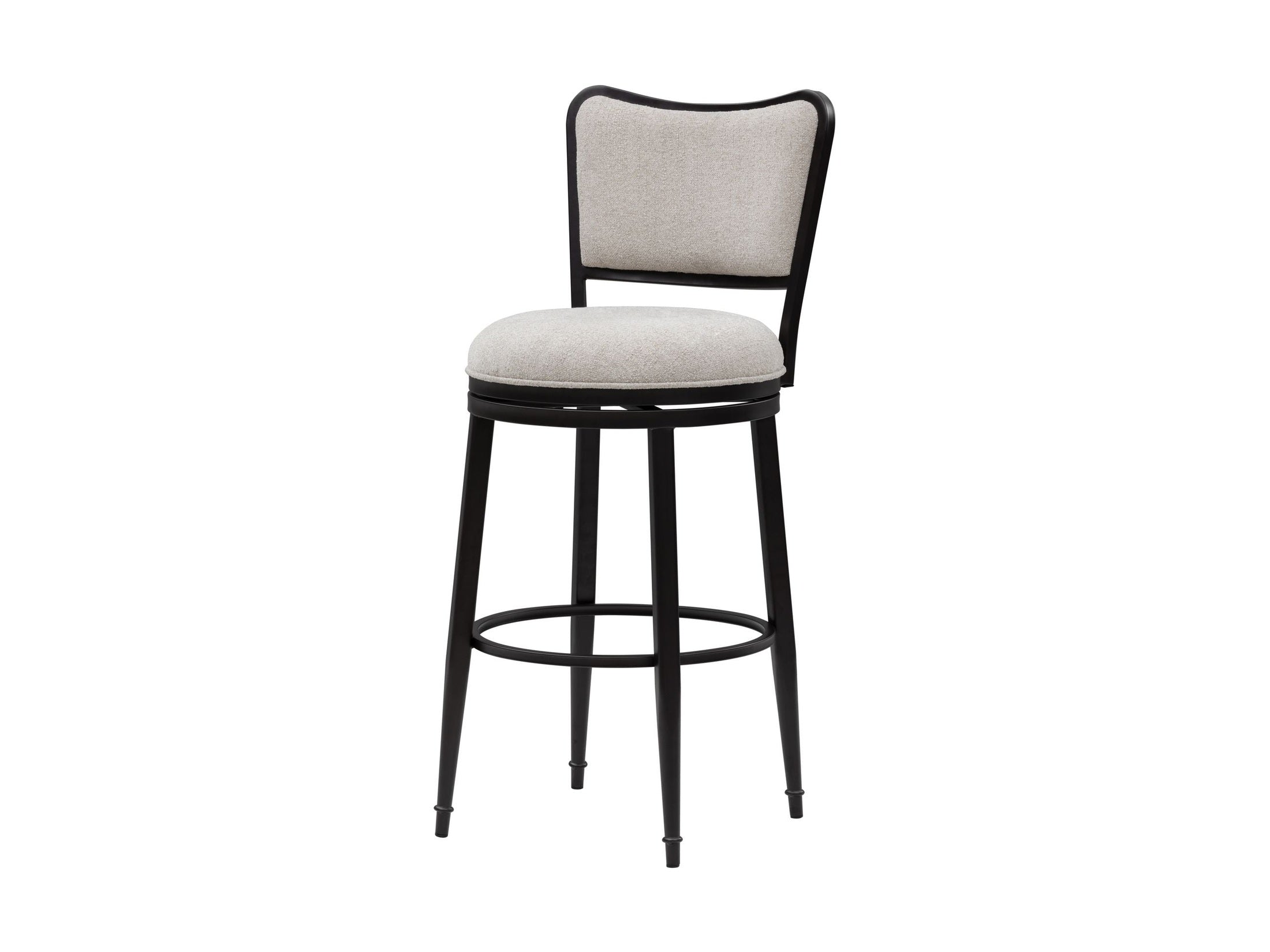 Baxter - Steel Frame Fabric Upholstered Swivel Bar Height Barstool