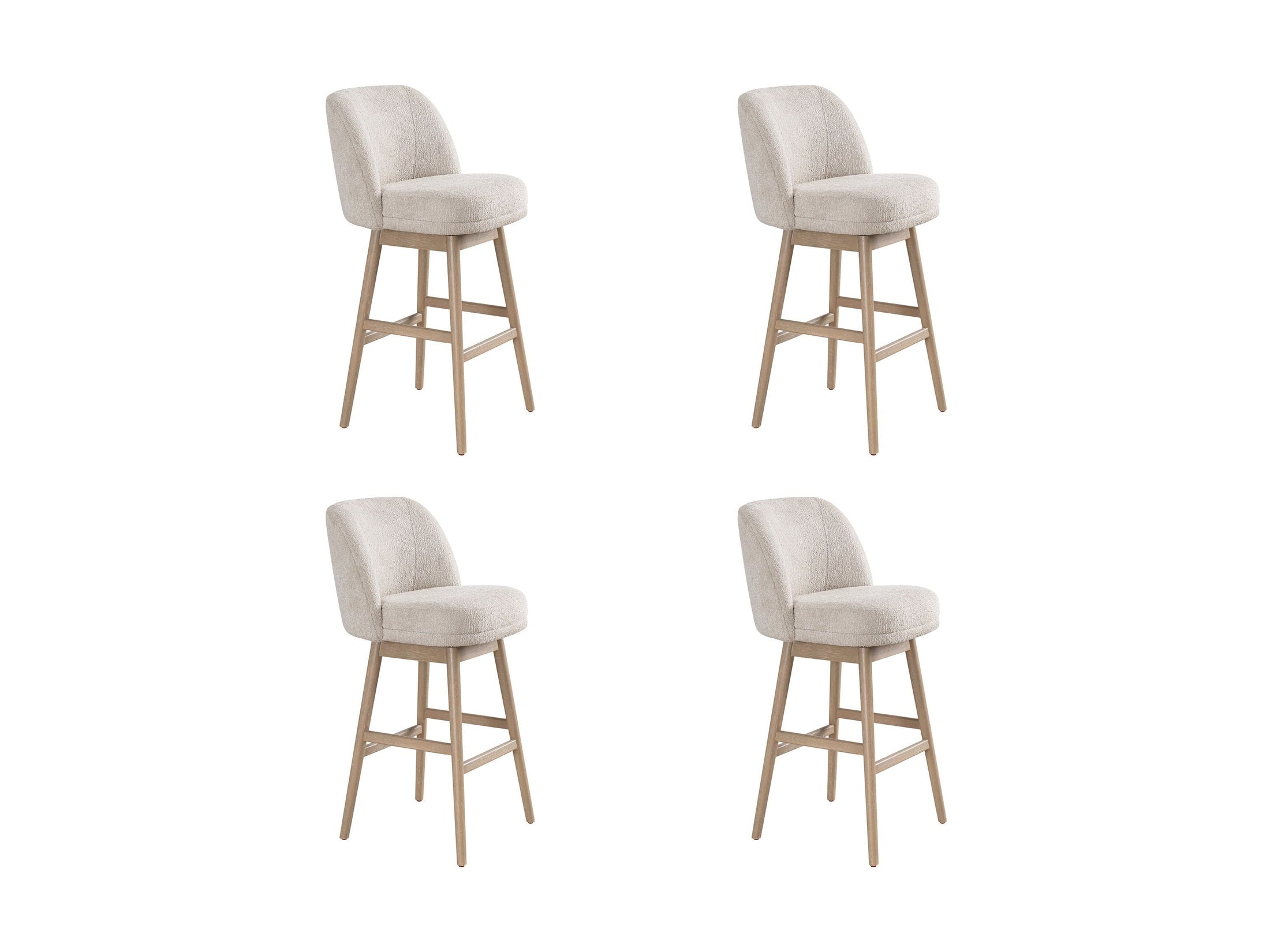 Sadie - Solid Wood Upholstered 30" Bar Height Swivel Barstool