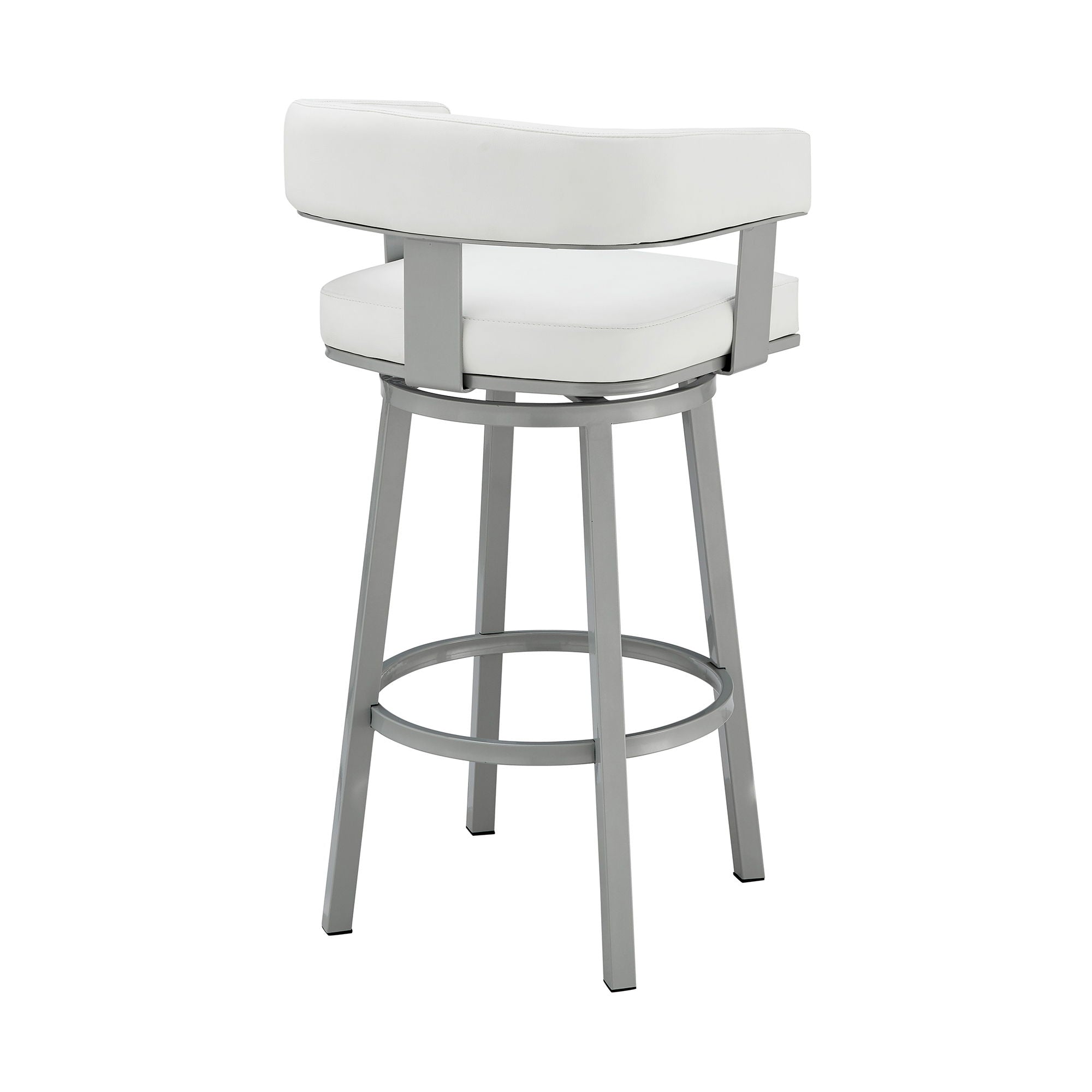 Lorin - 30" Bar Height Swivel Bar Stool - Silver / White