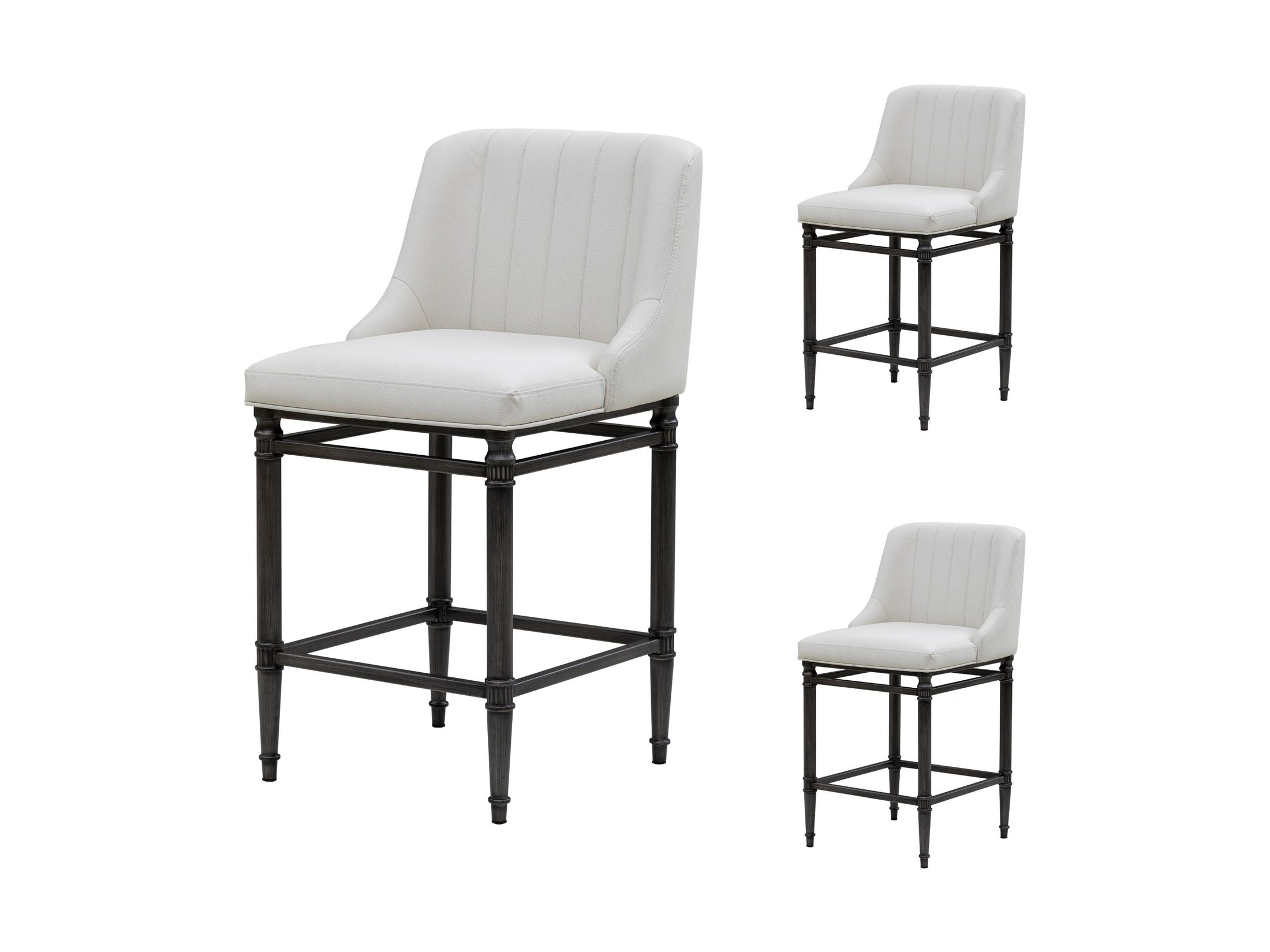 Marvin - Steel Frame Faux Leather Upholstered Counter Height Barstool