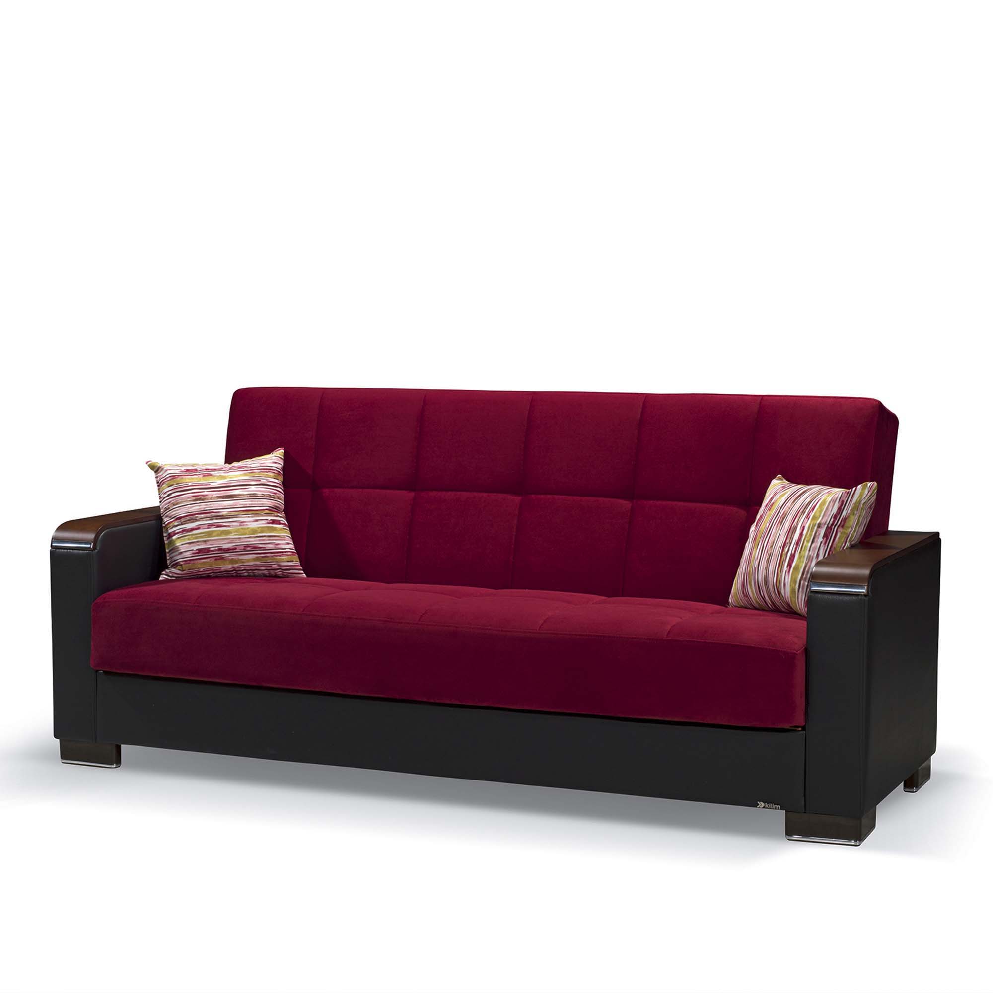 Ottomanson Armada X - Upholstered Convertible Wood Trimmed Sofabed With Storage - Microfiber