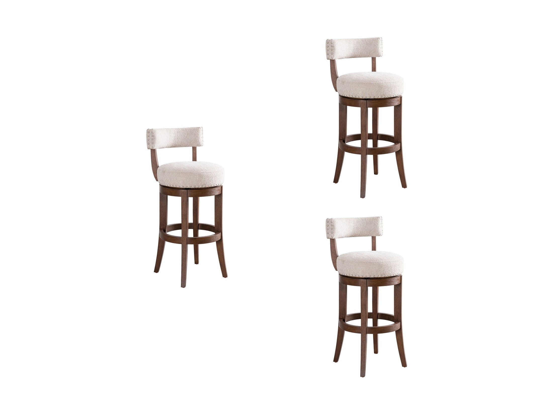 Mystic - Solid Wood Upholstered 30" Bar Height Swivel Barstool