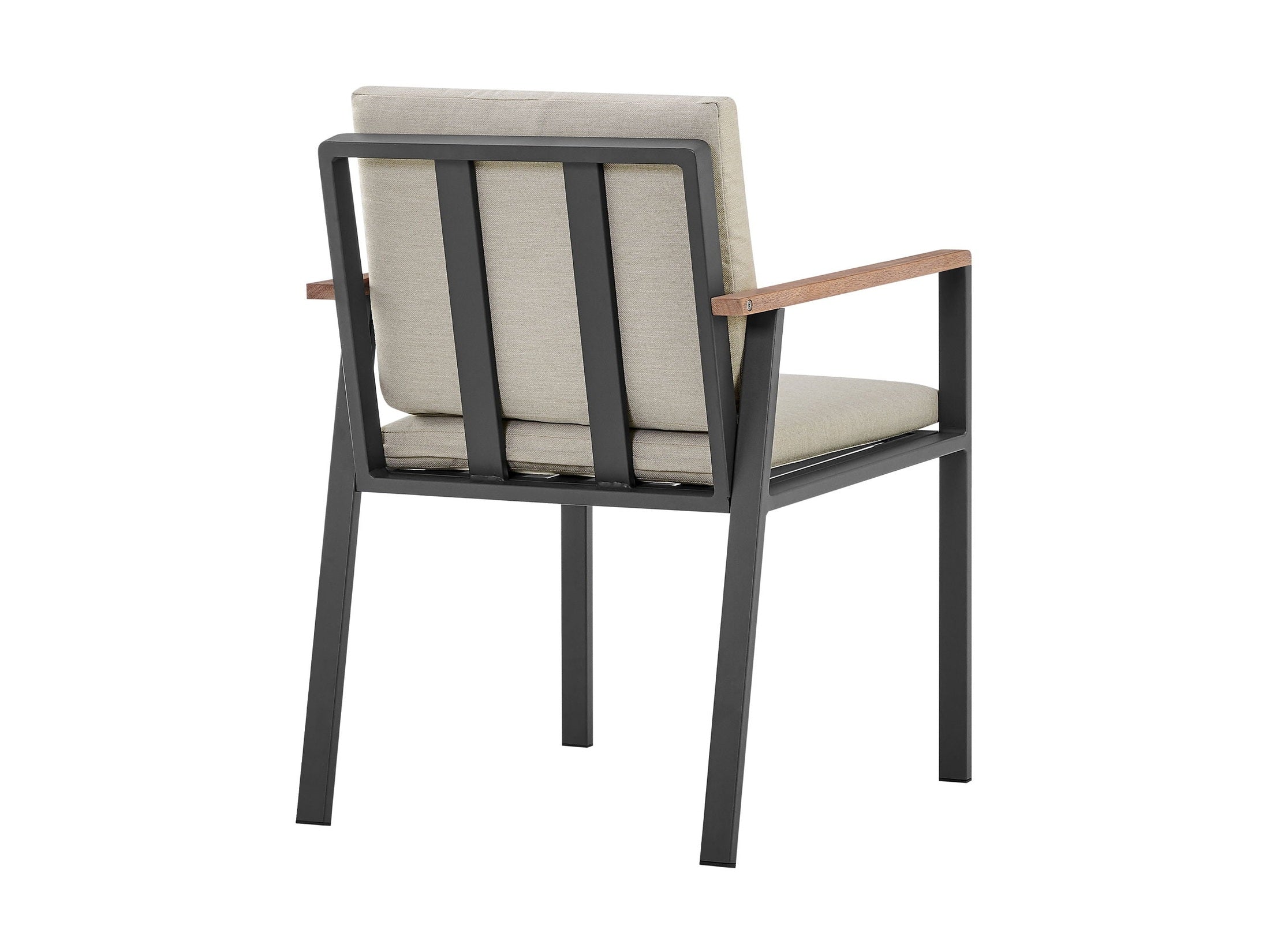Nofi - Outdoor Patio Dining Chair With Cushions (Set of 2) - Charcoal / Taupe