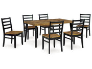 Blondon - Rectangular Drm Table Set (Set of 7) - Brown / Black