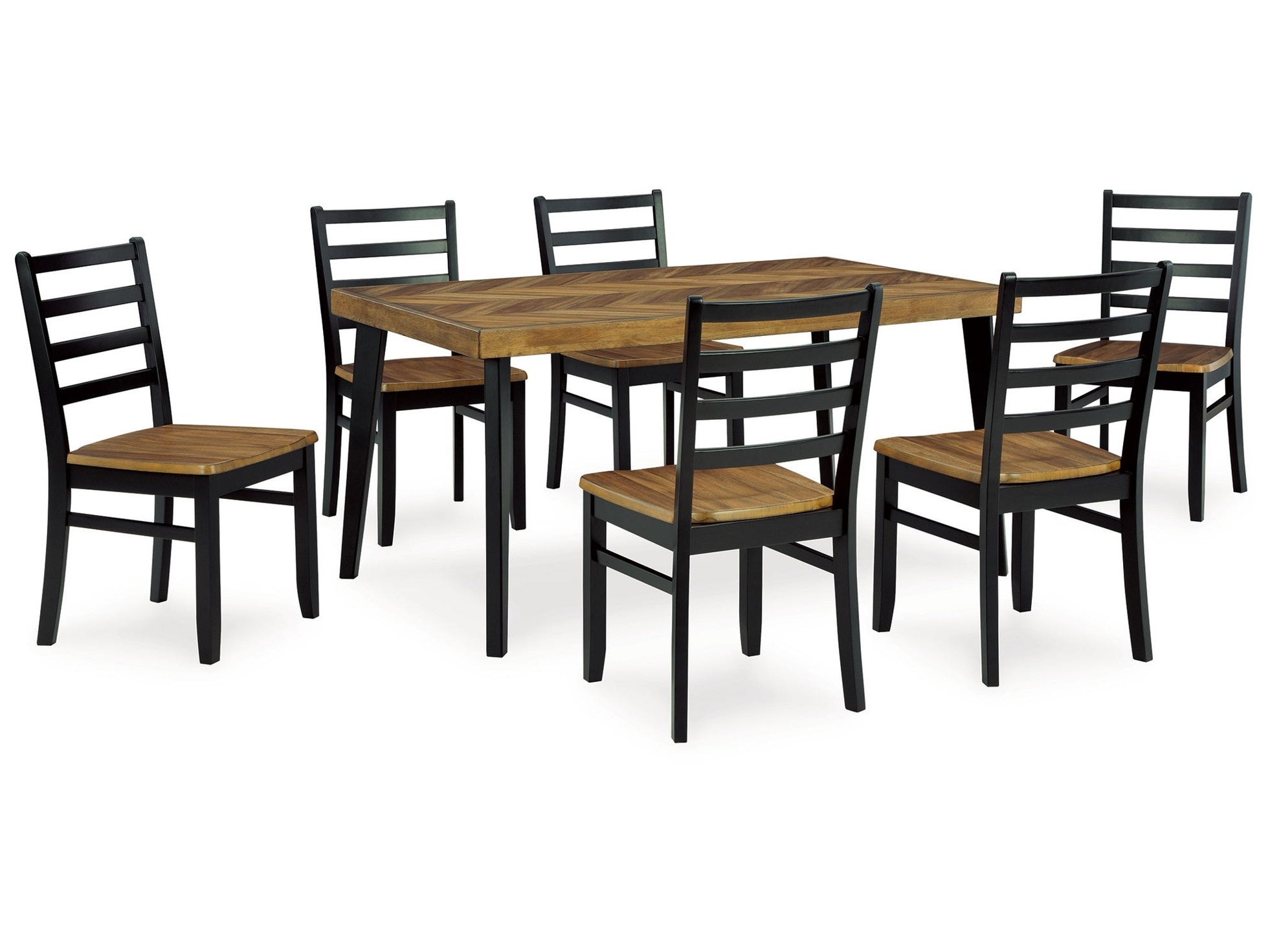 Blondon - Rectangular Drm Table Set (Set of 7) - Brown / Black