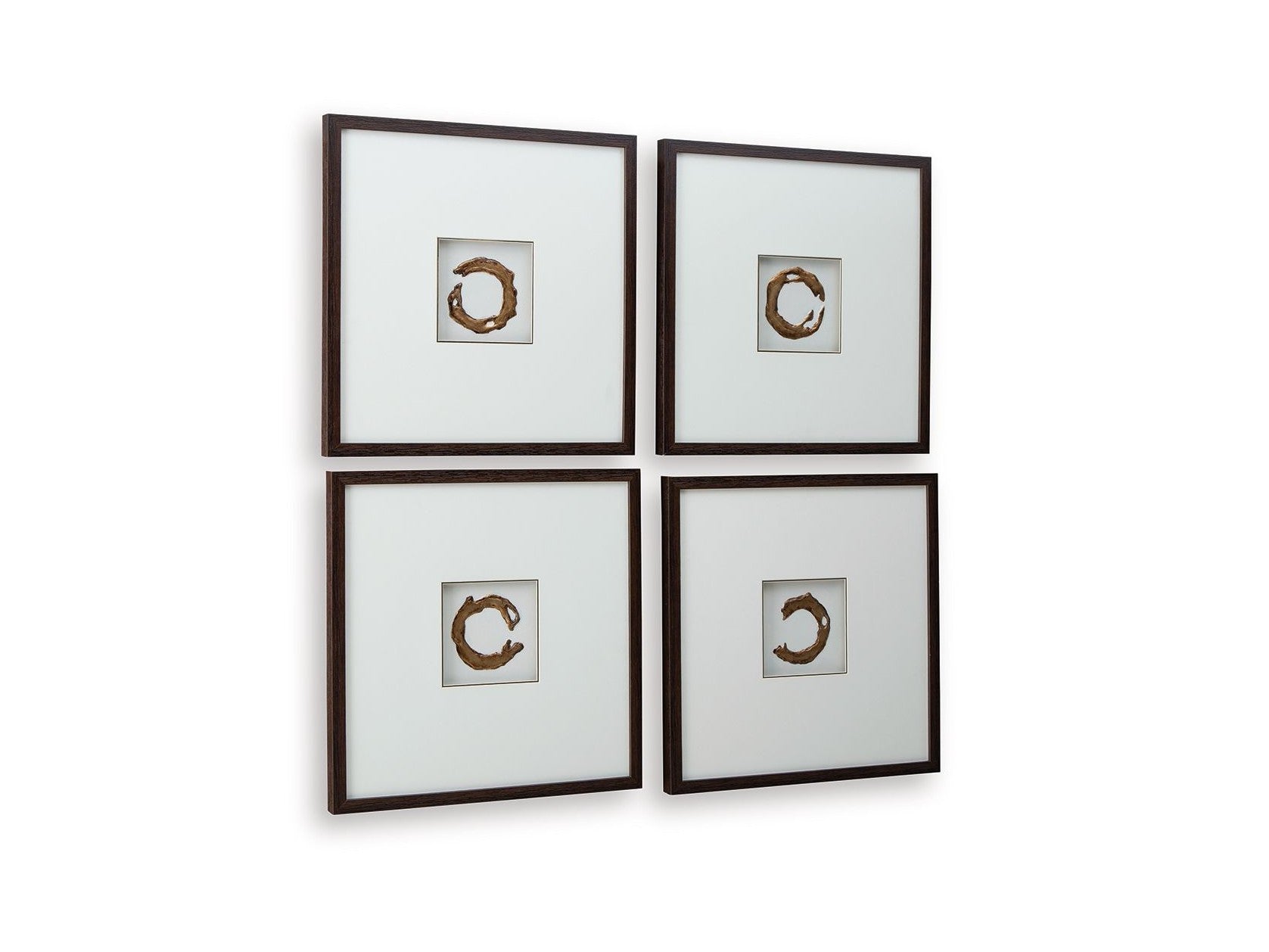 Dallbourne - Wall Art Set (Set of 4) - White / Gold Finish