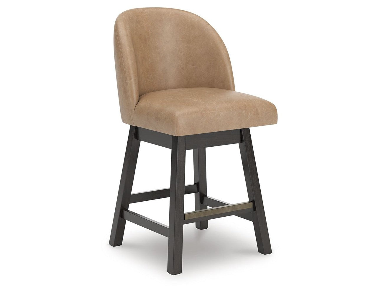 Neymorton - Upholstered Swivel Faux Leather Barstool (Set of 2) - Dark Grayish Brown