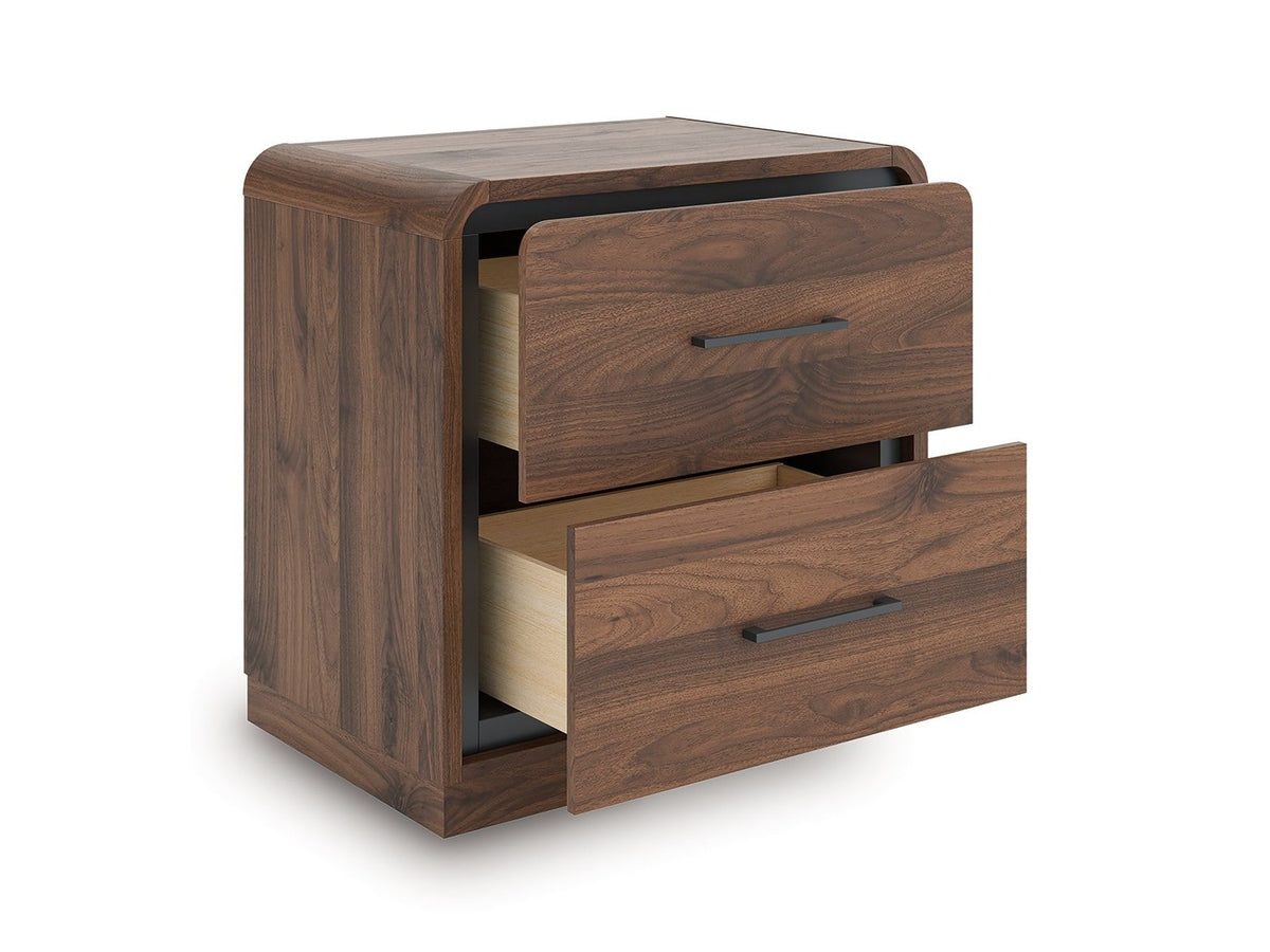 Fortlorn - Two Drawer Night Stand - Walnut Brown