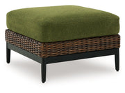 Horizon Hall - Ottoman With Cushion - Brown / Green