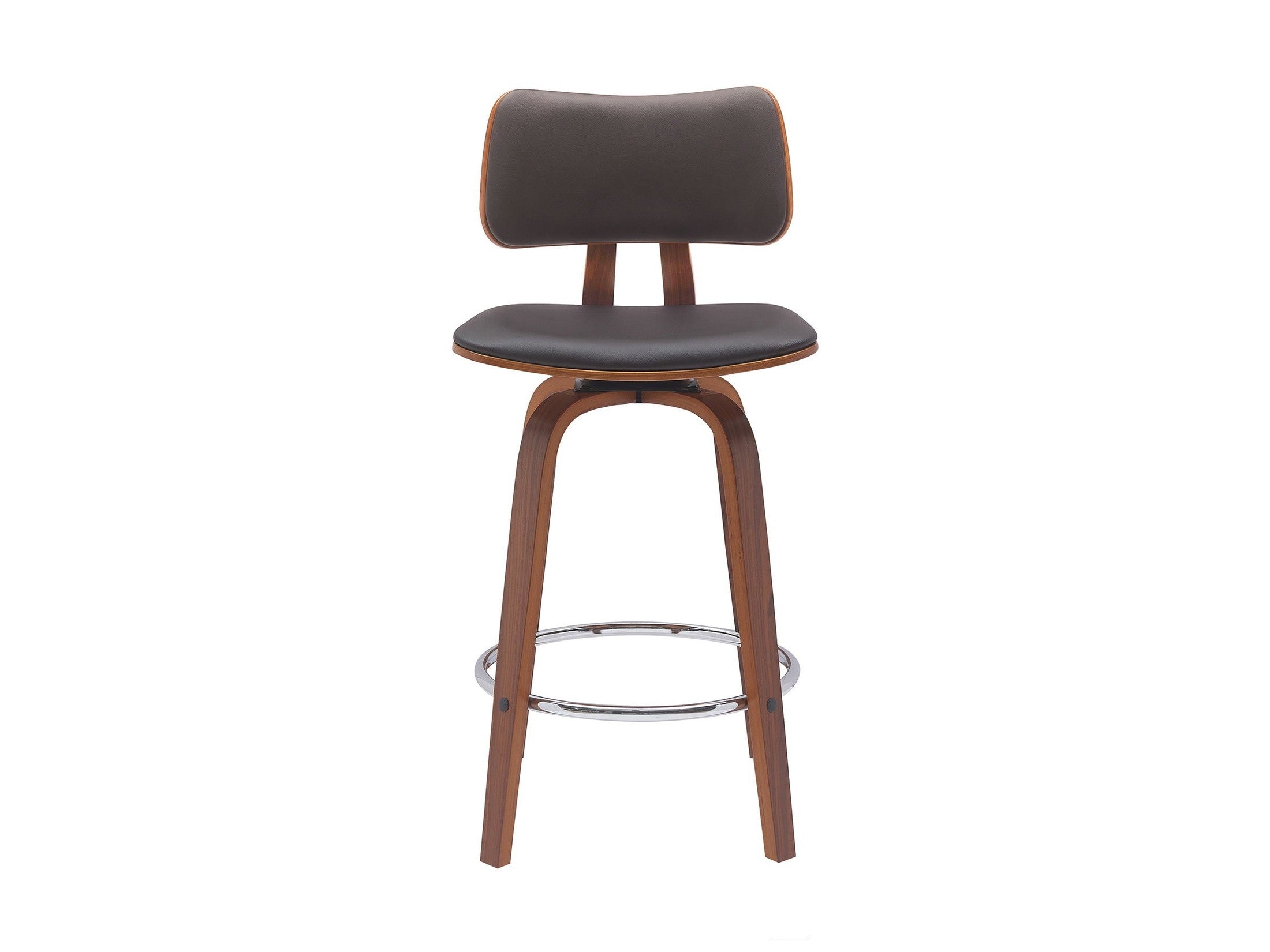 Pico - Swivel Walnut Wood Faux Leather Stool