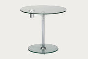 8090 glass lamp table with metal legs on a white background