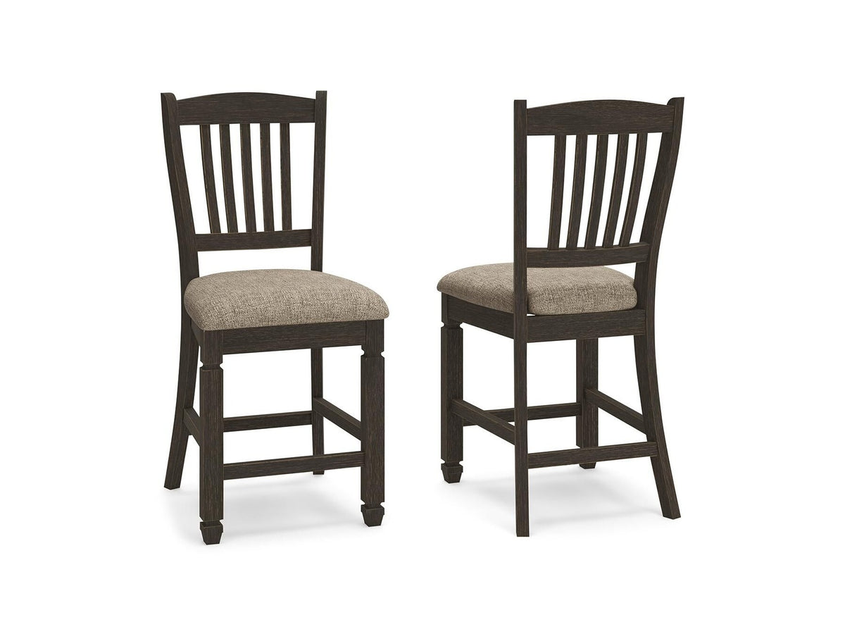 Tyler Creek - Upholstered Barstool (Set of 2) - Black / Grayish Brown