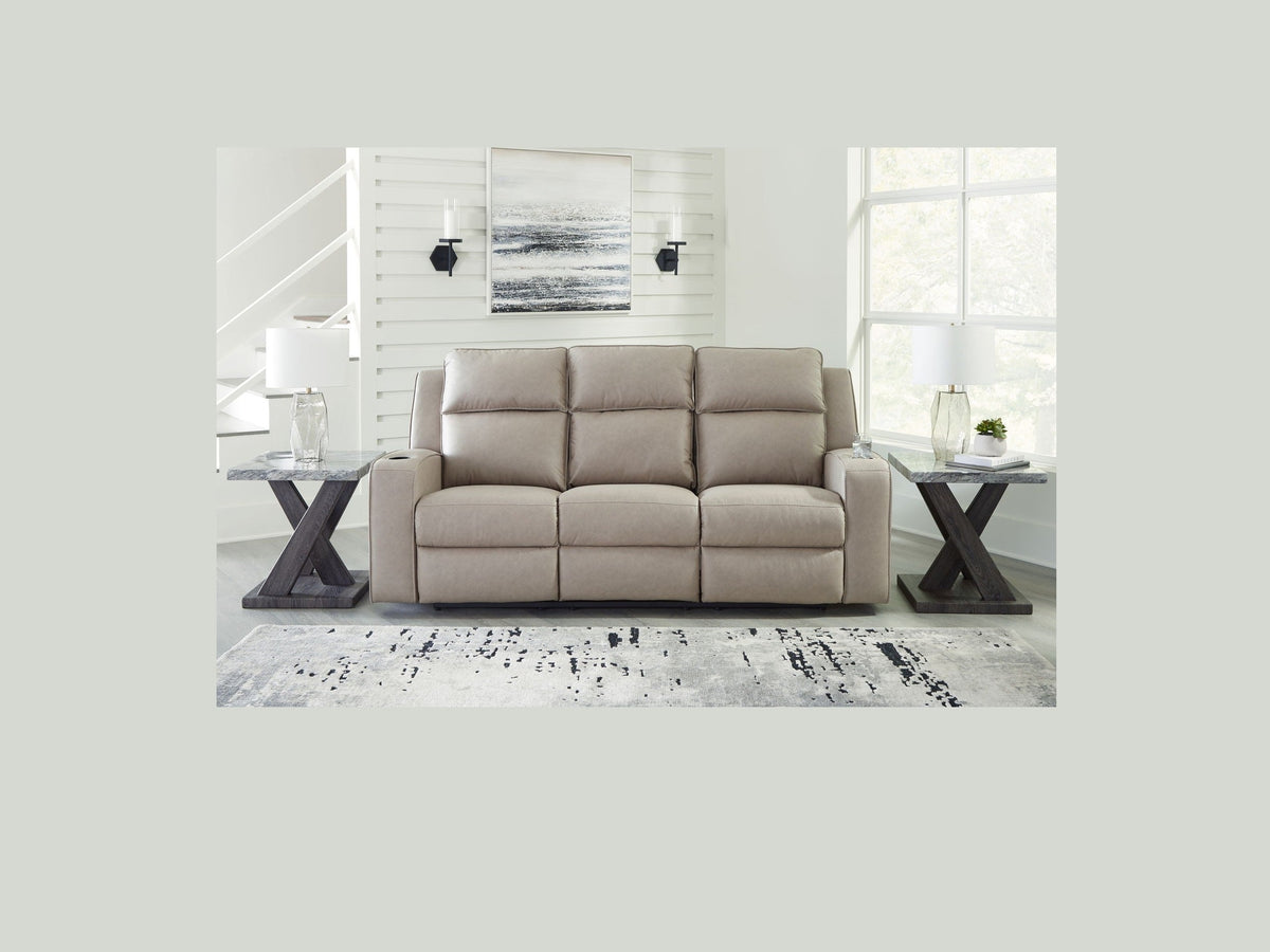 Lavenhorne - Reclining Sofa With Drop Down Table - Pebble